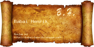 Babai Henrik névjegykártya